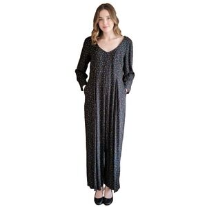 80s 90s Vintage Jumper Romper Pants Womens 8 Wide Leg Preppy Cottagecore USA